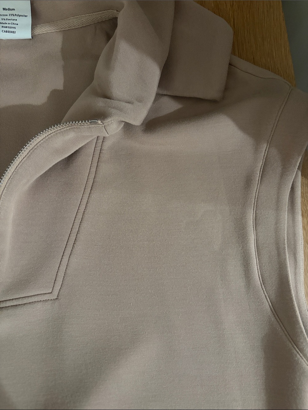 Varley Taupe Top- Zip Collar Top size medium - Picture 10 of 15